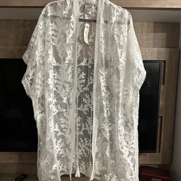 Chico's Ivory Lace Open Cardigan - Picture 4 of 7